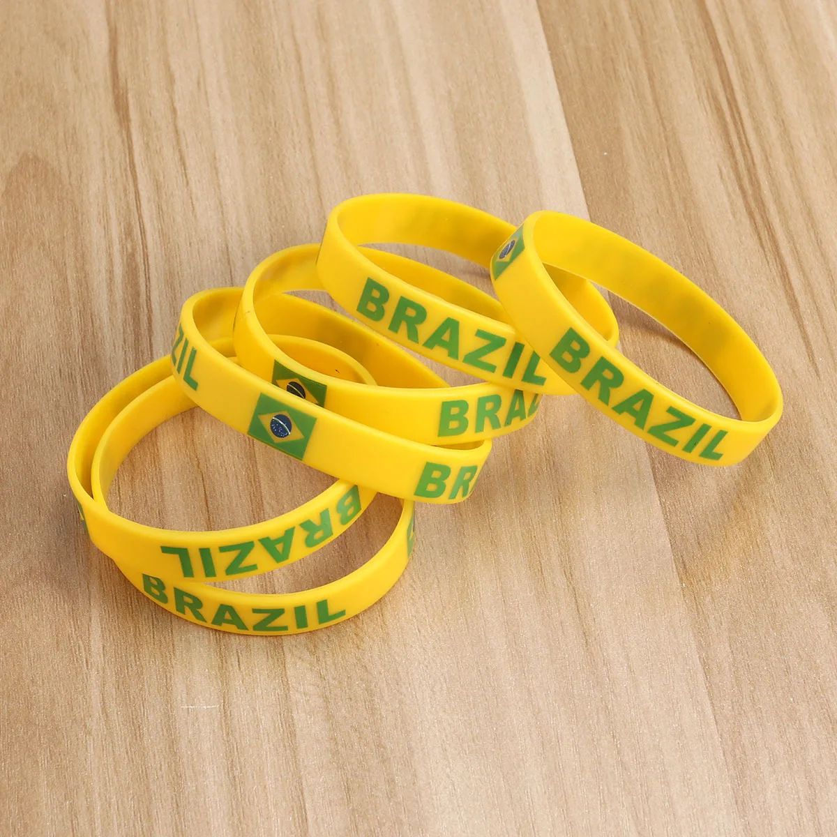 

6 pcs Silicone Wristband Country Flag Design For Sports Events Durable One Size Fits Most Athletic Bracelet