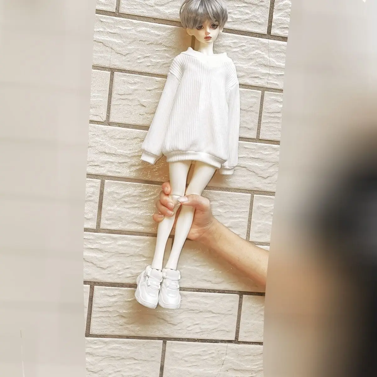 1/4 Puppenkleidung für 45 cm männlich weiblich Bjd Puppe Langarmpullover Strickpullover mit V-Ausschnitt Lose Top Spielzeug Puppenzubehör, keine Puppe