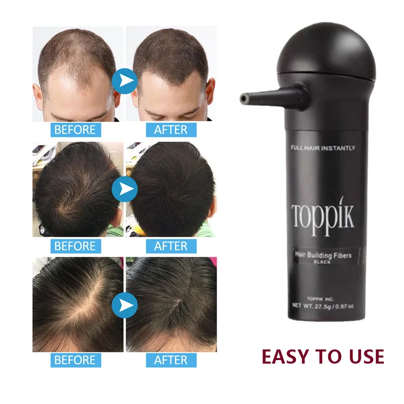 Toppik-Fibras capilares de queratina para homens e mulheres, cabelo fino ou esparso cheio, cabelo crescente instantâneo, 9 cores, 27,5g gramas