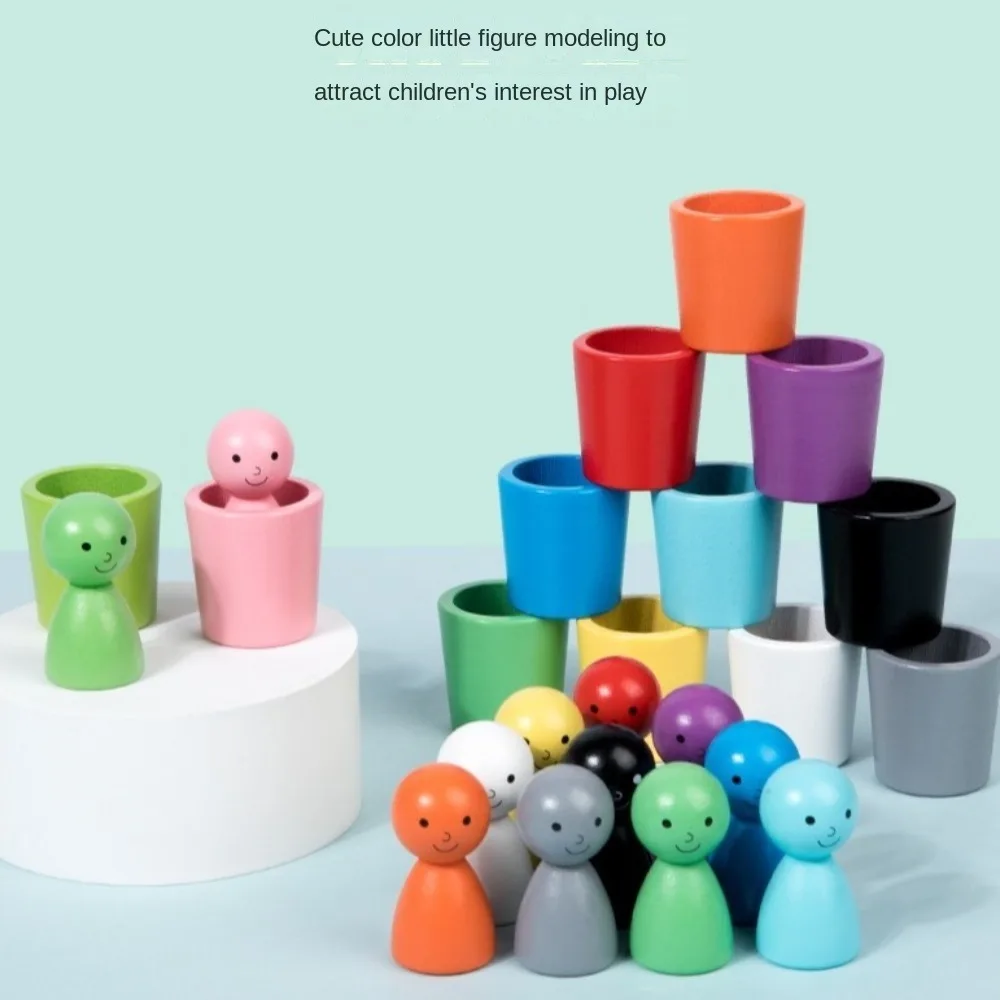 Tasses de tri de couleurs boule arc-en-ciel, poupées à chevilles en bois, jouets sensoriels de tri de couleurs à moteur fin, jeux assortis, jouets d'apprentissage des couleurs pour bébé