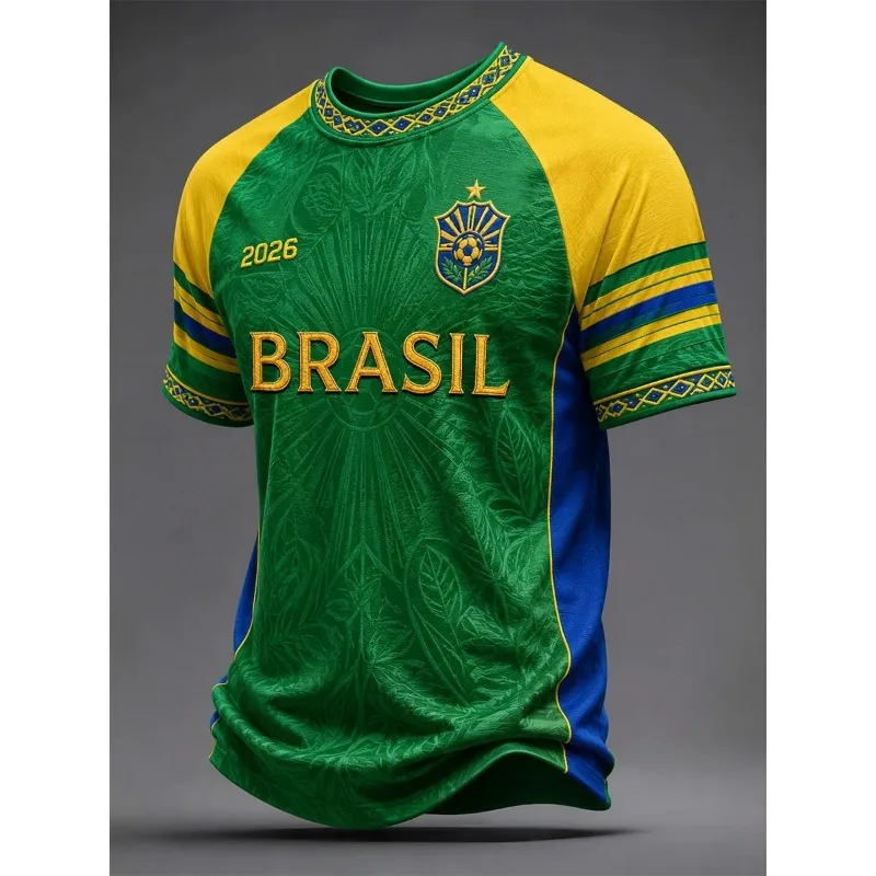 2026 New Brazil Inspired Fan Football Jersey Breathable Quick Dry Sports T-shirt Unisex Casual Parent-child Matching Tee