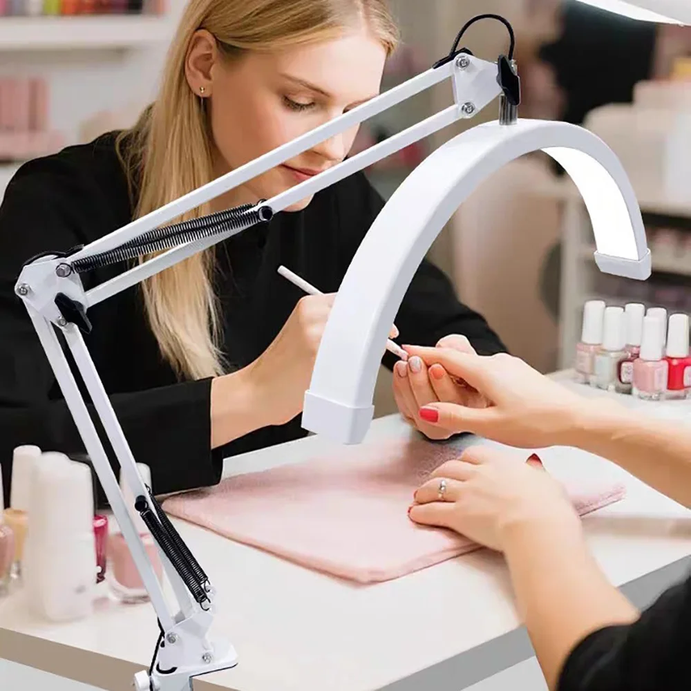 Clip-on Fill Light For 16 Inches Desktop Use in Beauty Salons Eyebrow Tattooing Makeup Nail Salons—Commercial Half Moon Lighting