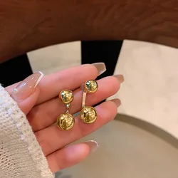 S925 Silver Needle Simple Metal Round Personalized Earrings With A Cool And Cool Style A Versatile And Stylish Pair Of Internet