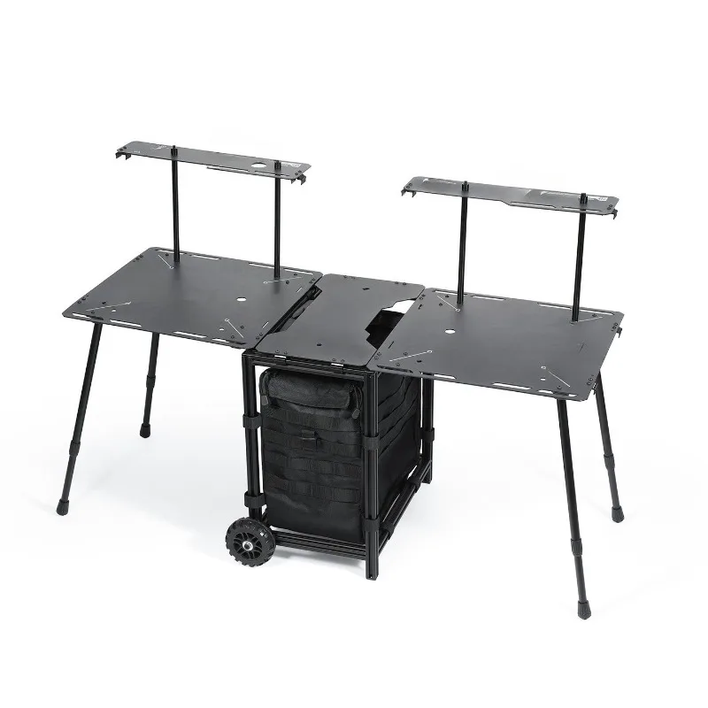Outdoor tie rod skeleton tactical bag camping portable lightweight removable folding table barbecue table