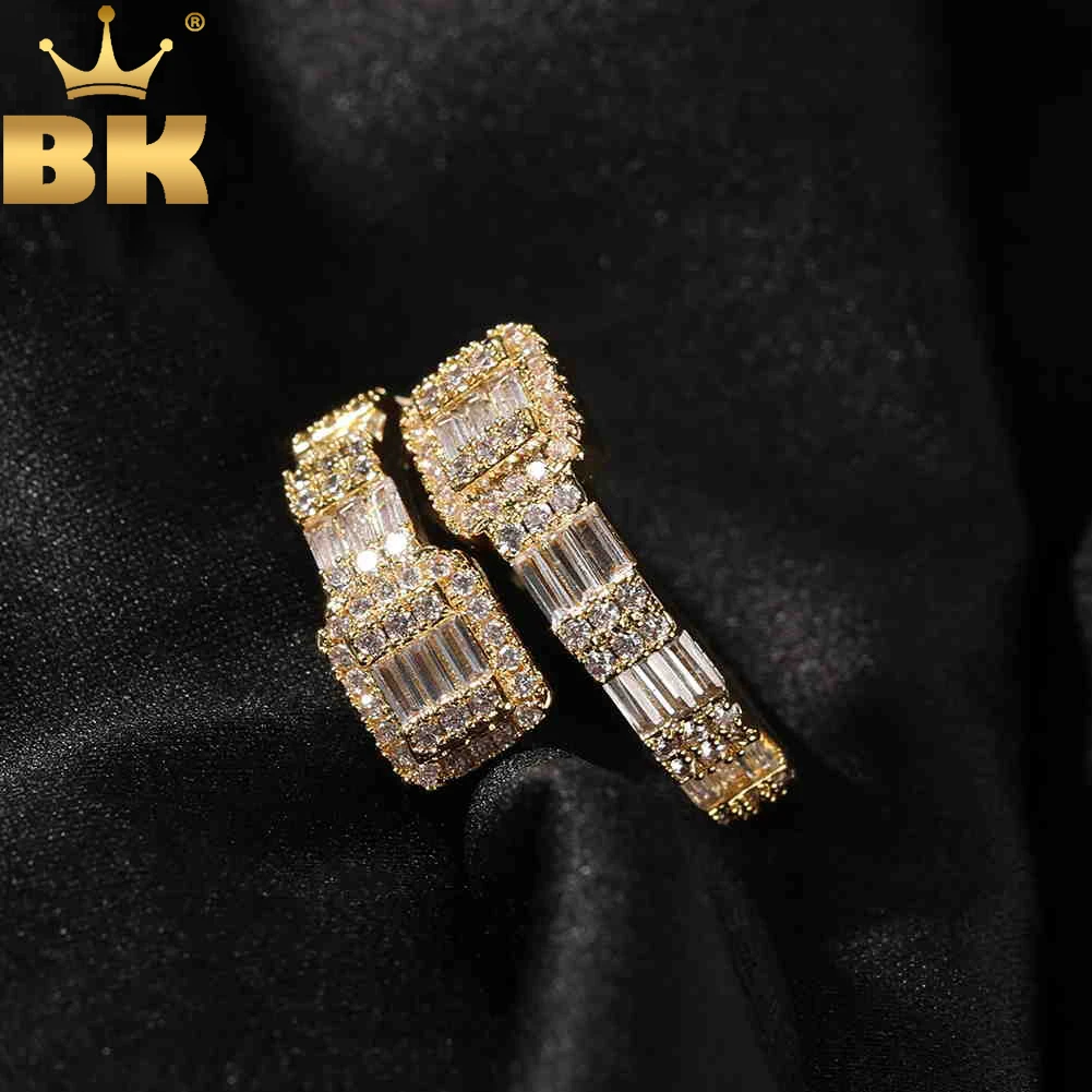 TBTK Baguettecz Zircon Rings Iced Out Bling Square Cubic Zirconia Men Rings Charm Luxury Fashion Hiphop Jewelry For Gift