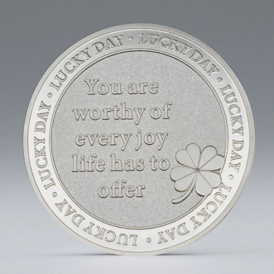 عملة جرين ذا فور ليف كلوفرز لاكي كوليكشن المطلية بالذهب بأربع أوراق أطيب التمنيات تذكارية