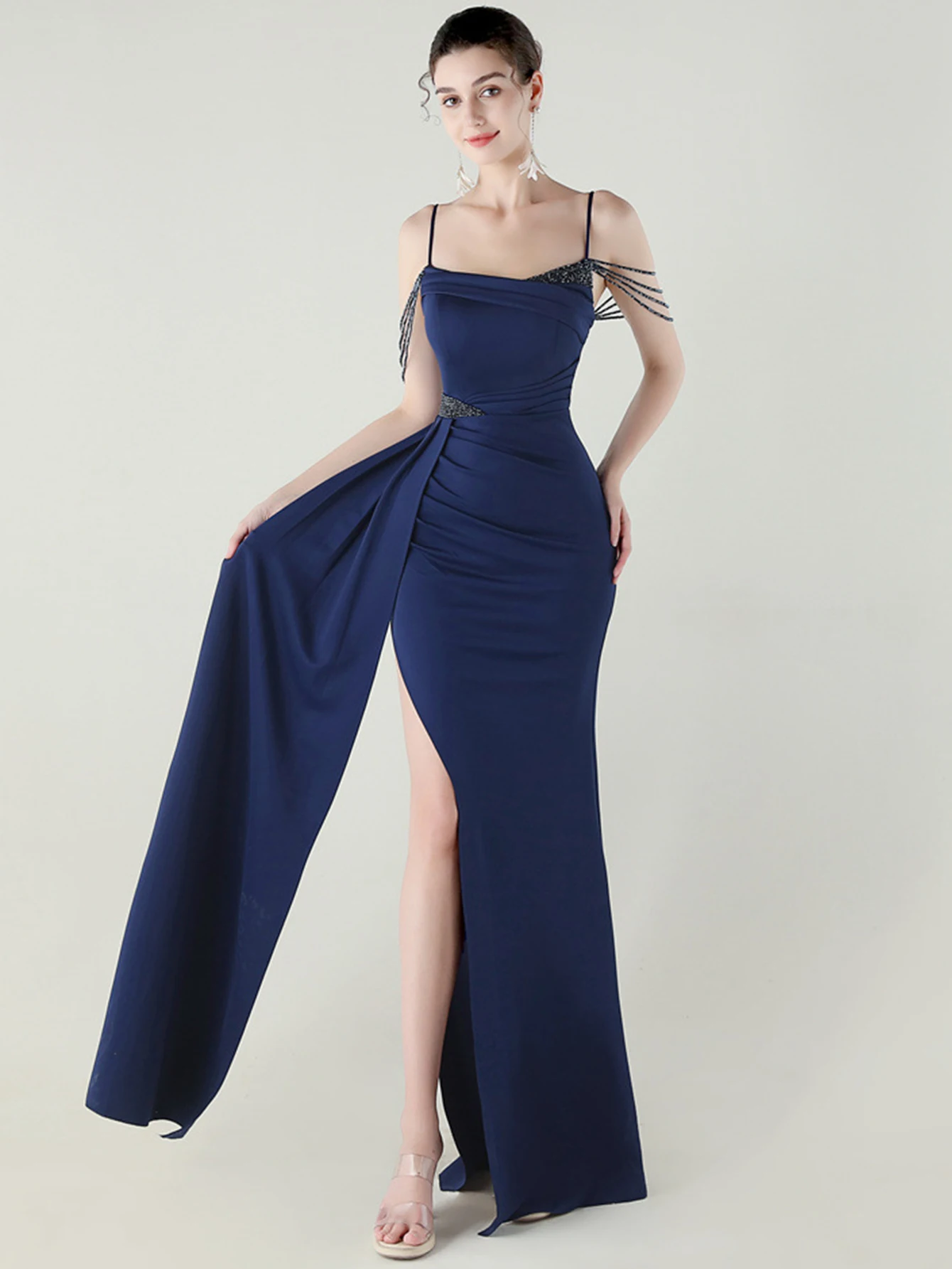 Sexy dos nu slip strass robe d'été femmes fête de mariage longues robes 2025 femme élégante robes de soirée d'anniversaire vestidos