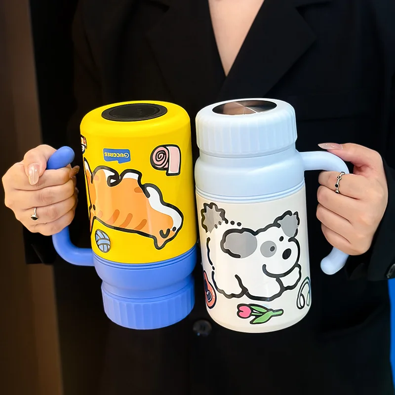 

MINISO1000ml Stainless Steel Vacuum Insulated Water Bottle Large Leak-Proof Thermos for Women/Men/Students Portable with Handle