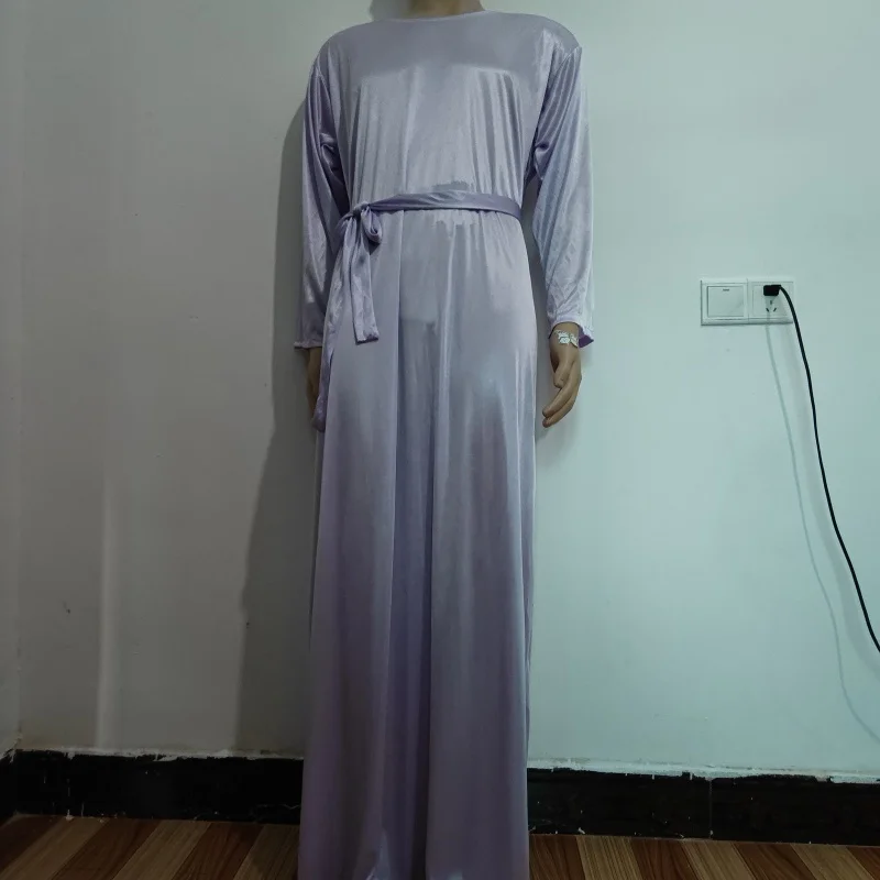 

Sexy Men Women Satin Soft and silky touch Long Sleeve Long Dress, Breathable Loose Glossy Night Dress Plus Size Sleeping Robe