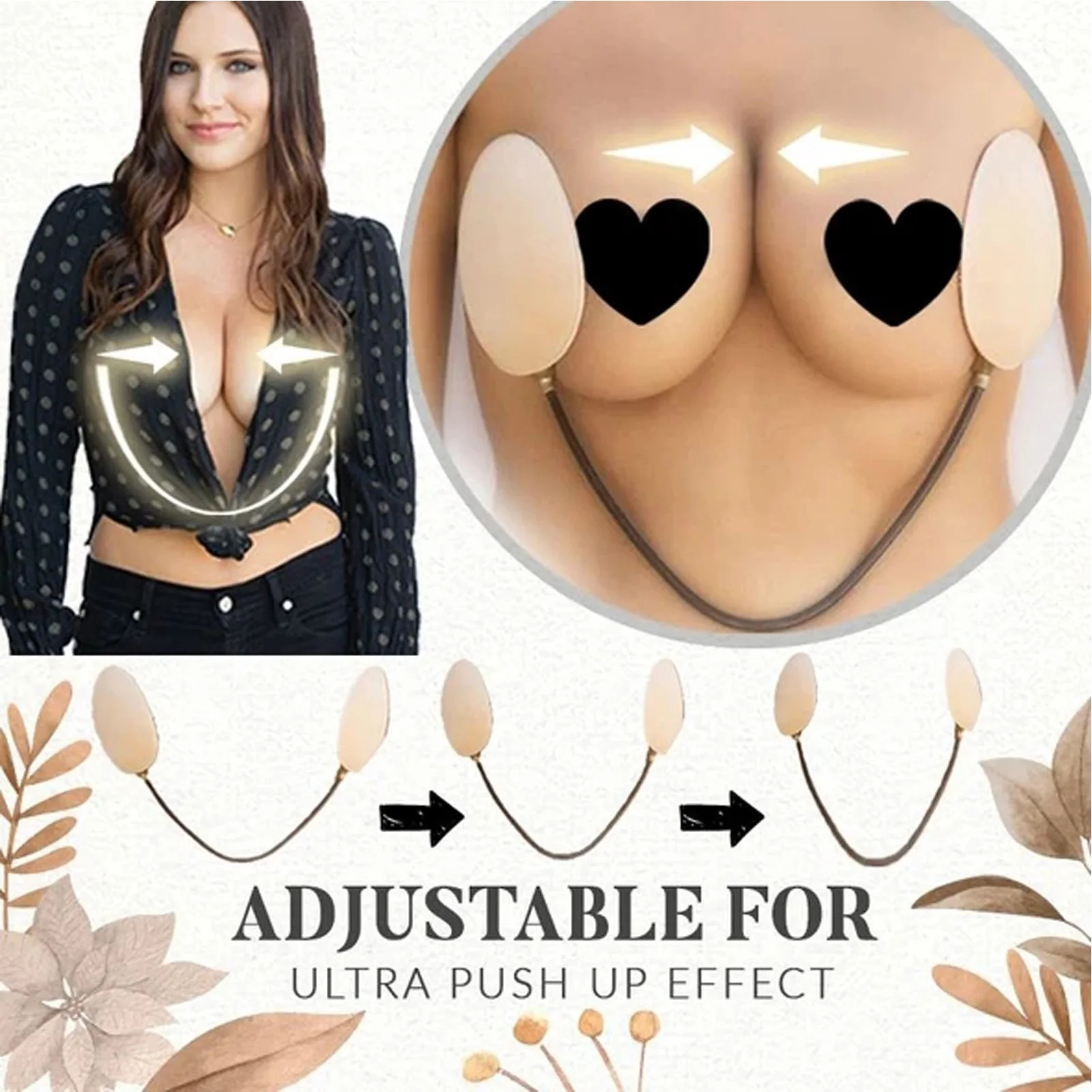 Soutien-Gorge Push-up Invisible pour Femme, Sexy, Auto-Adhésif, en Silicone, Sans Couture, Fermeture Devant, Collant, Dos Nu, Sans Bretelles