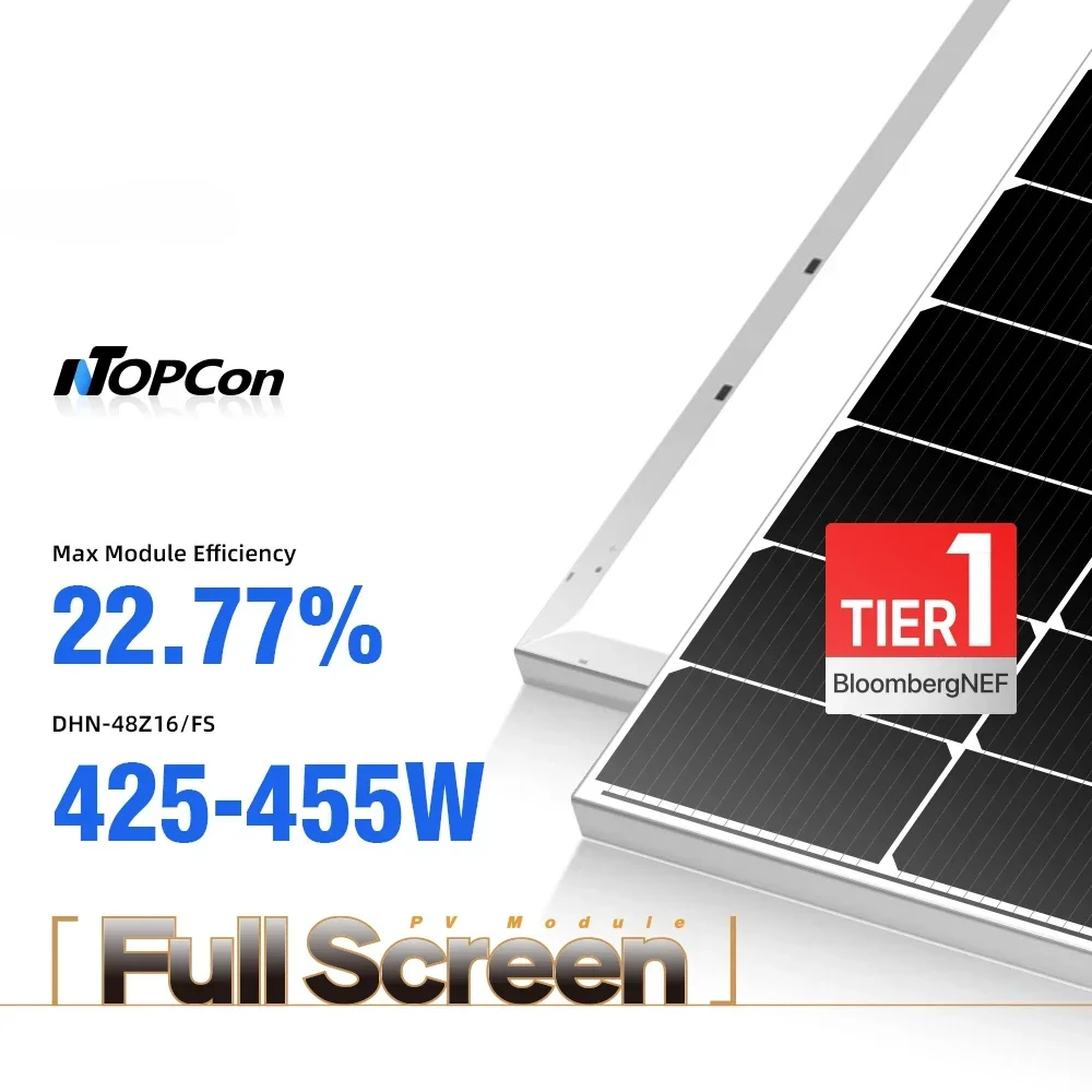 Solar Topcon 450W N-Type PV Solar Photovoltaic Monocrystalline Panel for Home Solar Power System