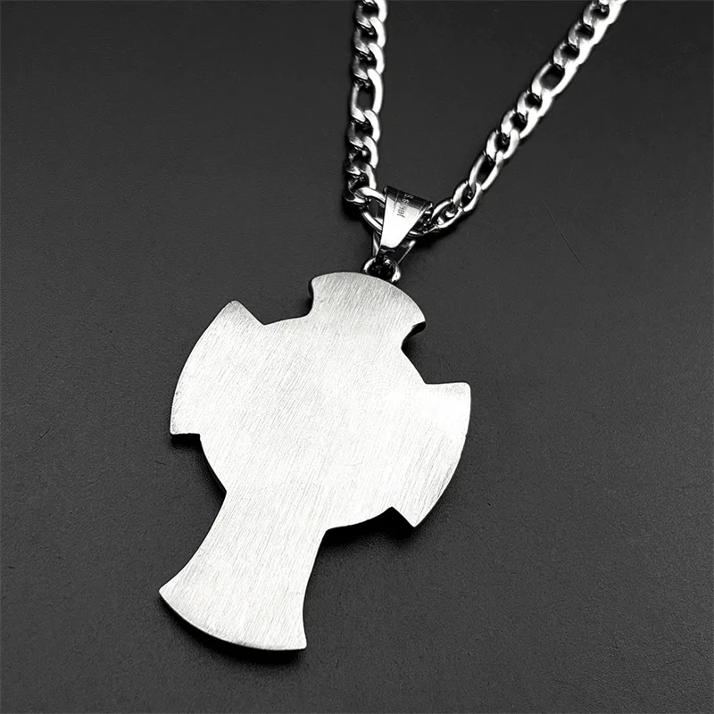 خمر رئيس الملائكة سانت مايكل يسوع الصليب قلادة قلادة للرجل الفولاذ المقاوم للصدأ أجنحة الملاك درع سلسلة تميمة المجوهرات #2