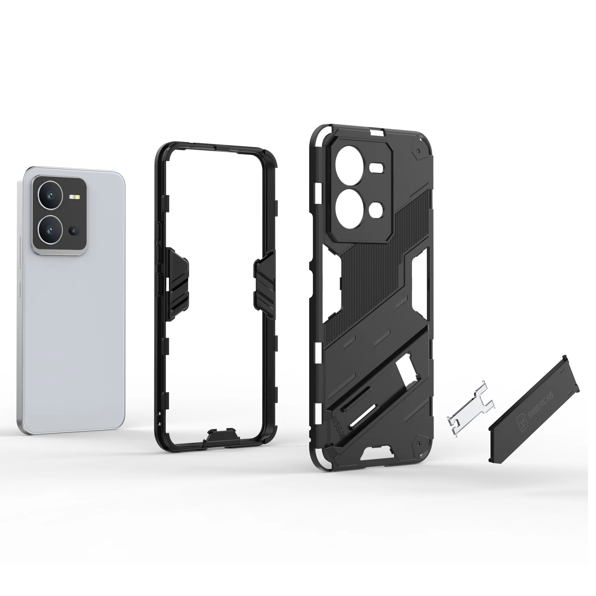 حافظة صلبة من البولي كربونات + حافظة ناعمة مضادة للسقوط من مادة TPU لهاتف vivo V25 5G، غطاء مقاوم للصدمات للهاتف الخلوي - أسود