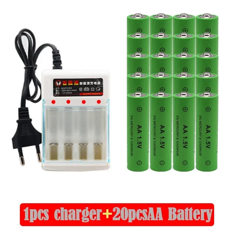 Piles Alcalines Rechargeables 100% 1.5V AA 4000mAh Avec Chargeur Nouvelle Marque