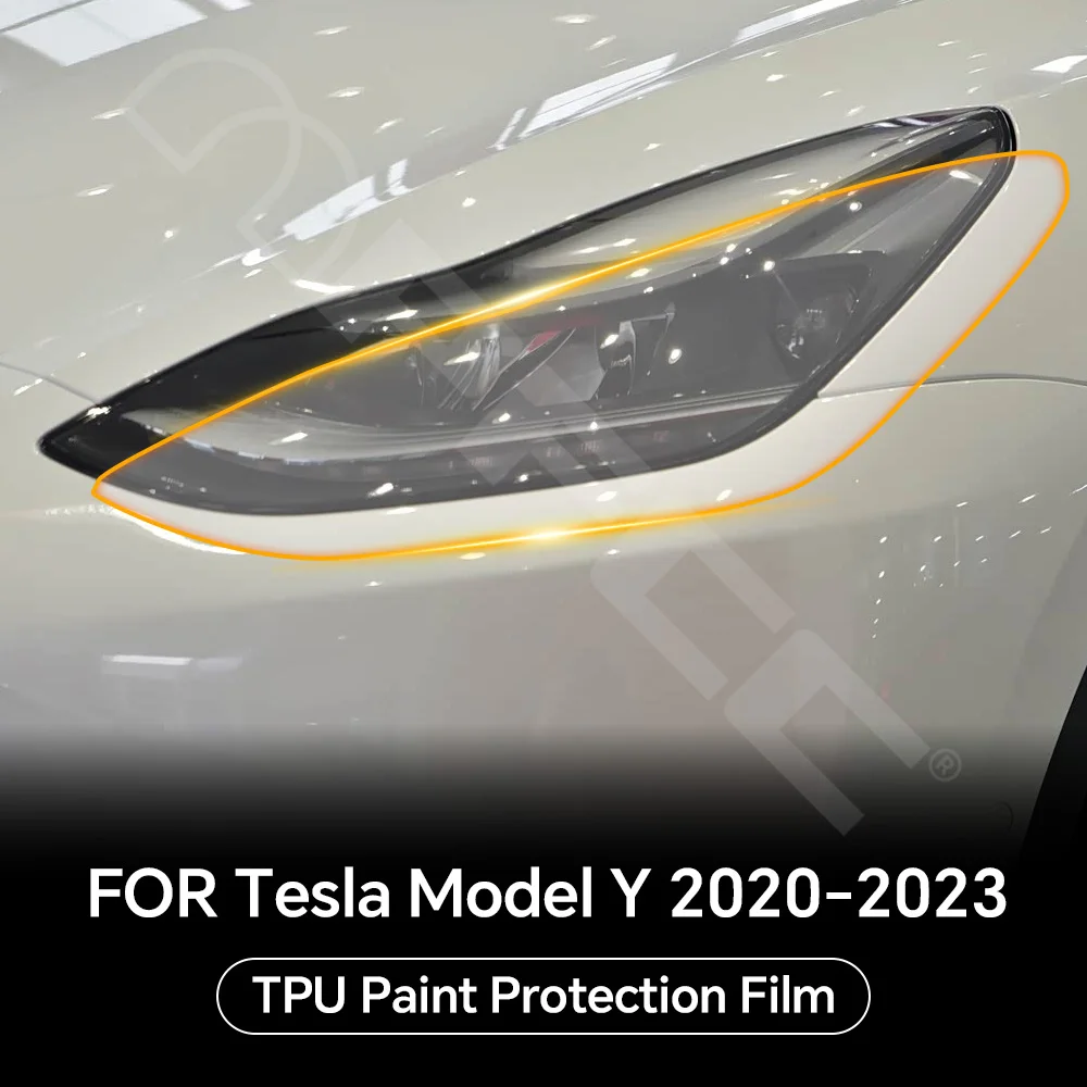 

For Tesla Model Y 2020-2024 Headlight Rearview B Pillars Door Handle TPU Paint Protection Film Anti-Scratch Pre-cut Clear PPF