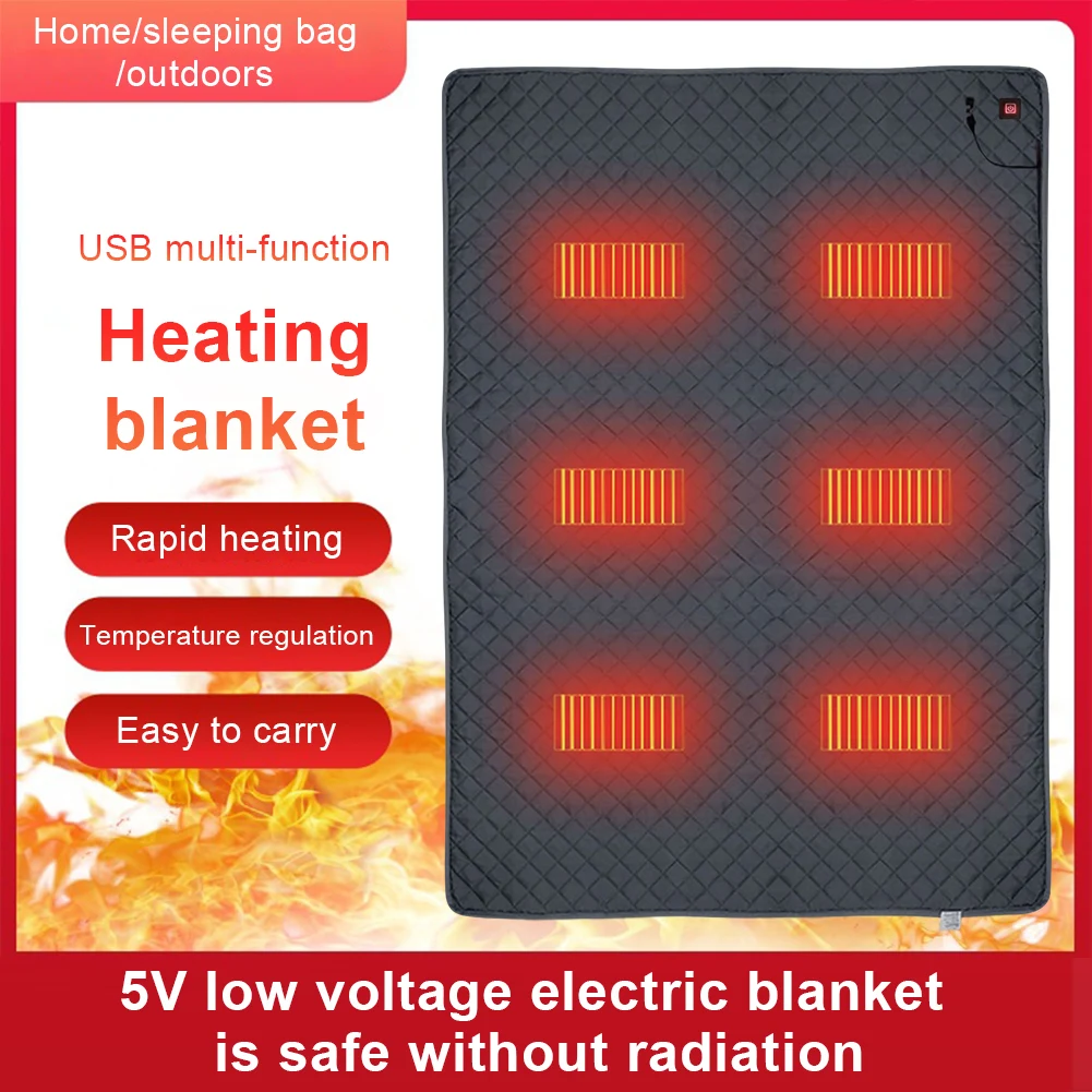 

6 Heating Zones Camping Heated Cushion Sleeping Pad USB Electric Heated Blanket Powered Electric Heating Pad for Outdoor Travel