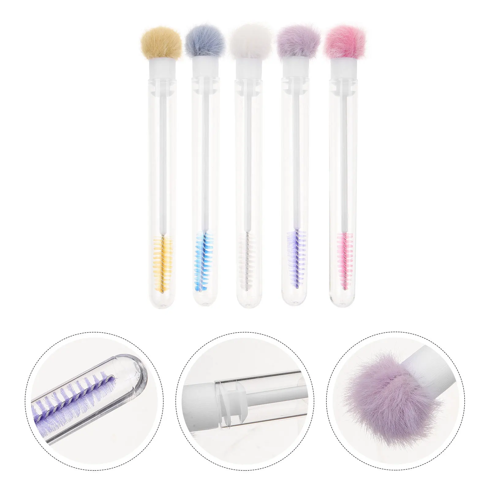 5 szt. Szczoteczek do rzęs z kolorowymi tubkami, aplikator do brwi, przenośna szczoteczka do tuszu do rzęs, aplikator do brwi i rzęs