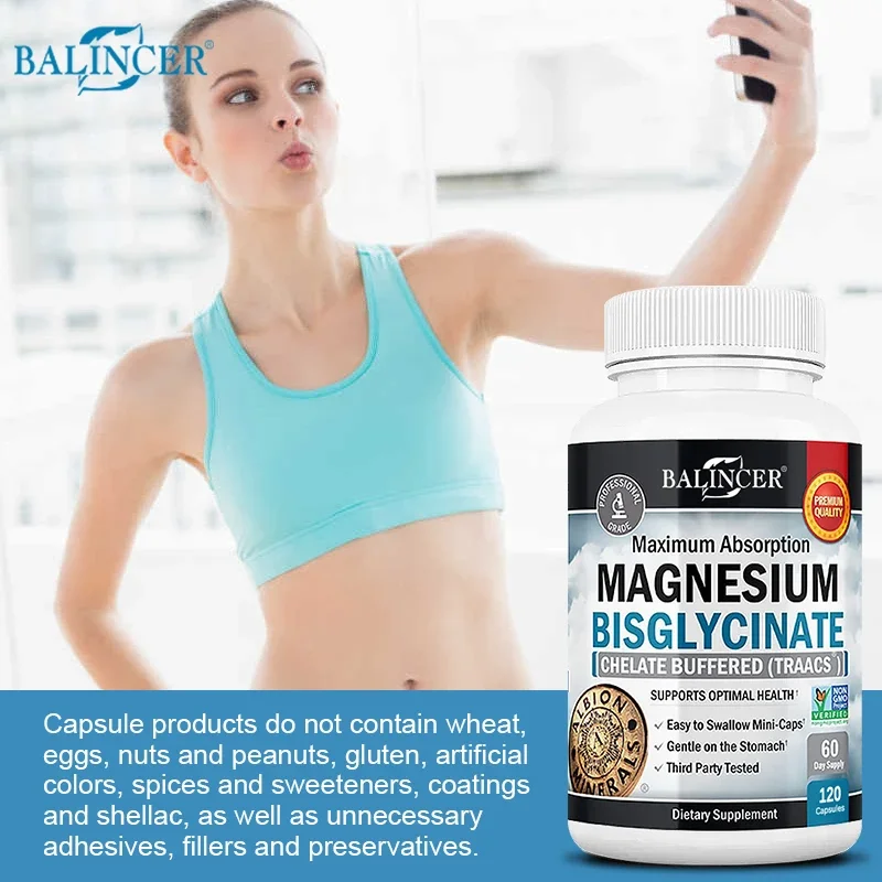 Magnesium Glycinate Bisglycinate for Muscle Relaxation, Bone, Heart, Nerve, Sleep and Calmness Support for Men and Women