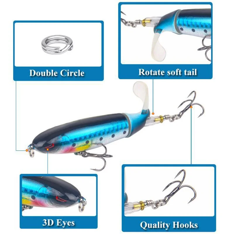 1PCS Popper Angeln Köder 13g/15g/35g Wobbler Lockt Künstliche Köder für Angeln Rotierenden schwanz Topwater Wobbler für Hecht