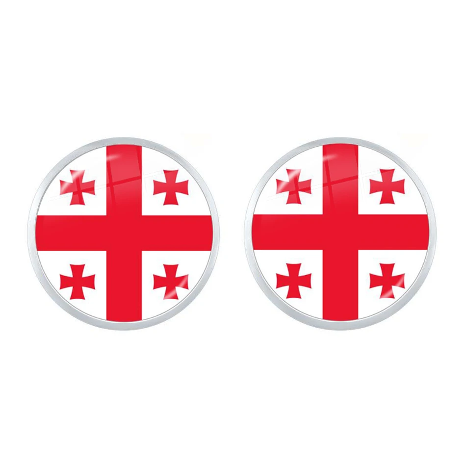 MCO,Macedonian, Luxembourg, Georgia, Andorra, Eilandgebied Sint Maarten,Curacao,Bonaire, Aruba Nation Flag Glass Stud Earrings