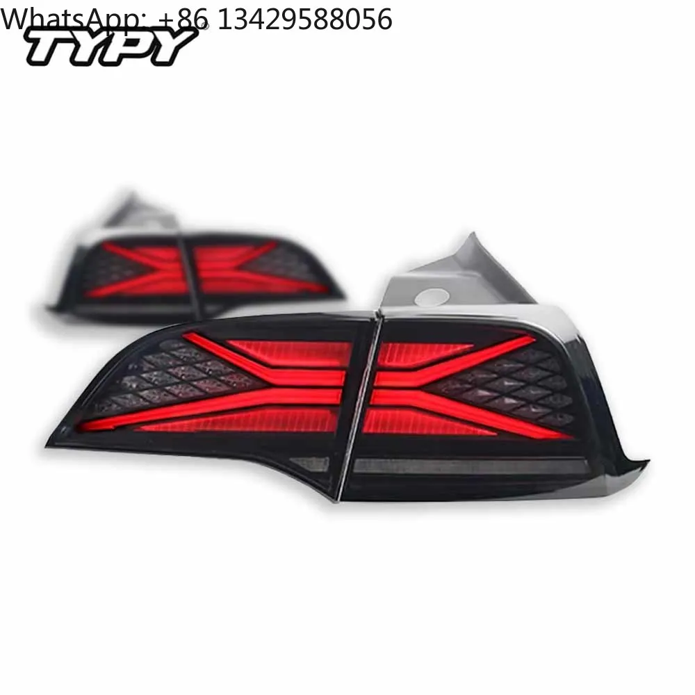 

2 PCS Car LED Lights Tail Light Assembly for Tesla Model 3 / Y 2019-2022 Rear Lamp Auto Accessories Sequential Turn Signal