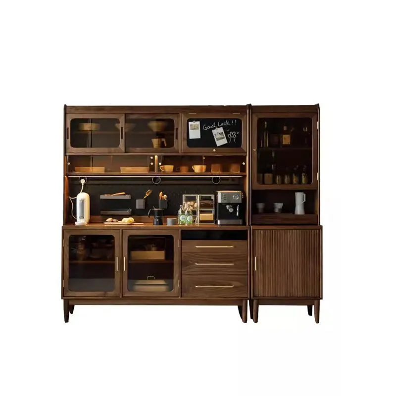 North American black walnut solid wood dining side cabinet bar counter integrated wall storage cabinet cherry wood
