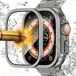 Caso De Apple Watch Ultra 2, Protetor De Tela De 49mm, Tampa De Liga De Alumínio, Moldura, Vidro Temperado HD, Acessórios iWatch Série Ultra