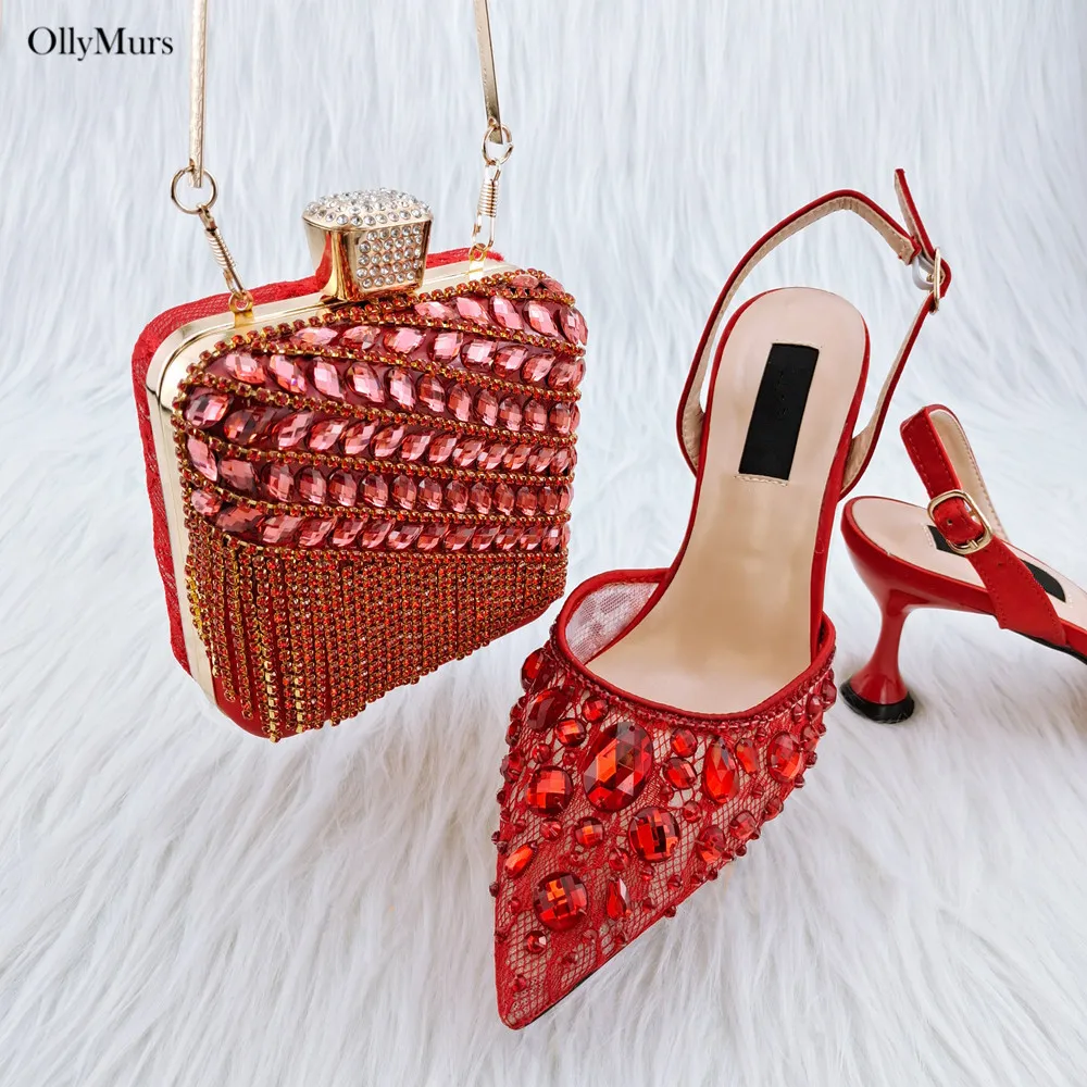 Fashion Italian Pretty Pumps Shoes And Bag Set African Fashion Women Shoes And Matching Bag Set For Wedding On Stock