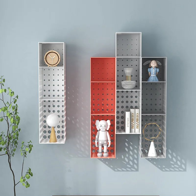 

Baffle shelf Multi-layer wrought iron storage rack, wall decorative display rack, bedroom wall bookshelf