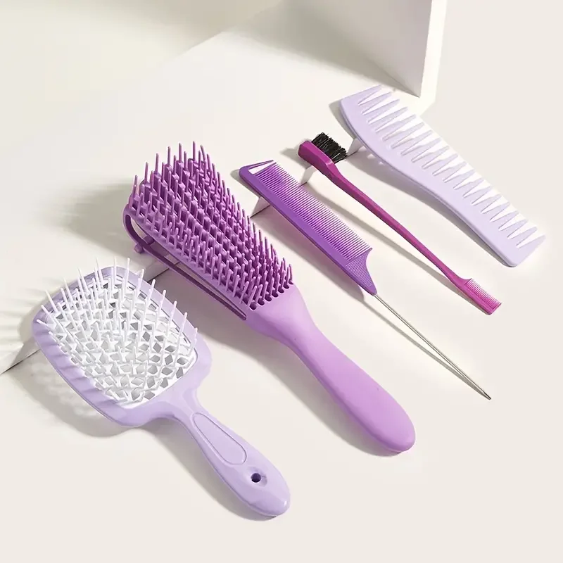 

5pcs Detangling Hair Brush Set Scalp Massage Hair Comb Detangling Brush Set for Curly Hair Brush Detangler Hairbrush Women Men