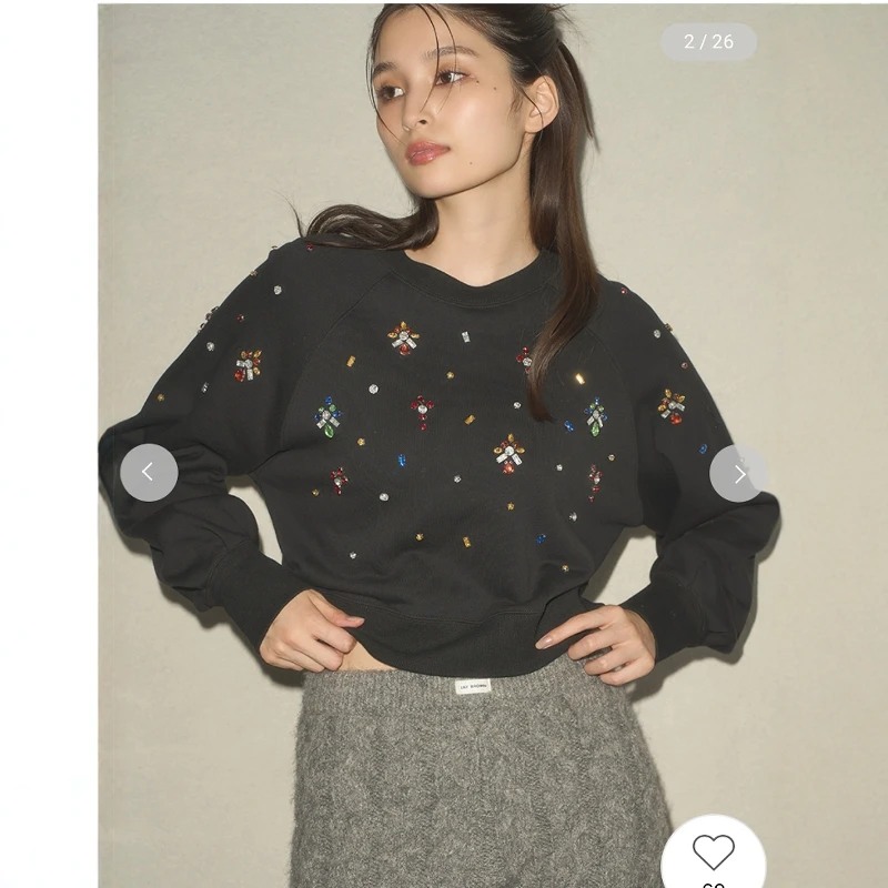 Torowee 24 New Handmade Decorated Diamond Versatile round Ne Sweatirt Star Field Home Ele All-Match Women's Hoodie