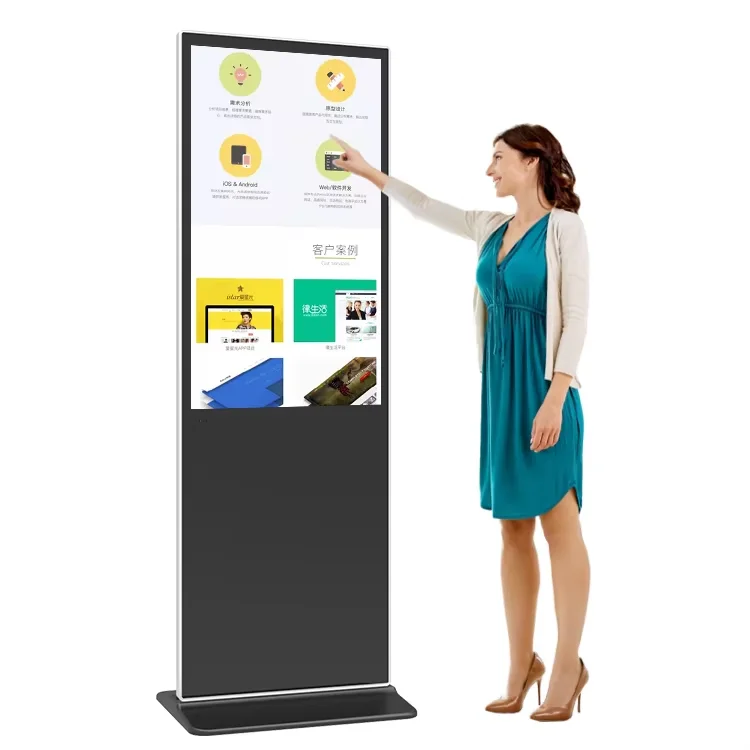 

Умный киоск с искусственным интеллектом, напольный экран, 55, 65, 75 дюймов, вертикальный ЖК-дисплей, рекламный дисплей, тотем цифровых вывесок с искусственным интеллектом