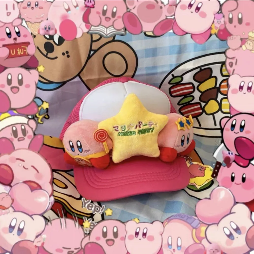 หมวกแก๊ป Star Kirby Original Self-made Star Truck, สินค้าอนิเมะน่ารักเฉพาะกลุ่ม, หมวกแก๊ปทรงเป็ดปรับได้สำหรับเด็ก ของขวัญวันหยุด