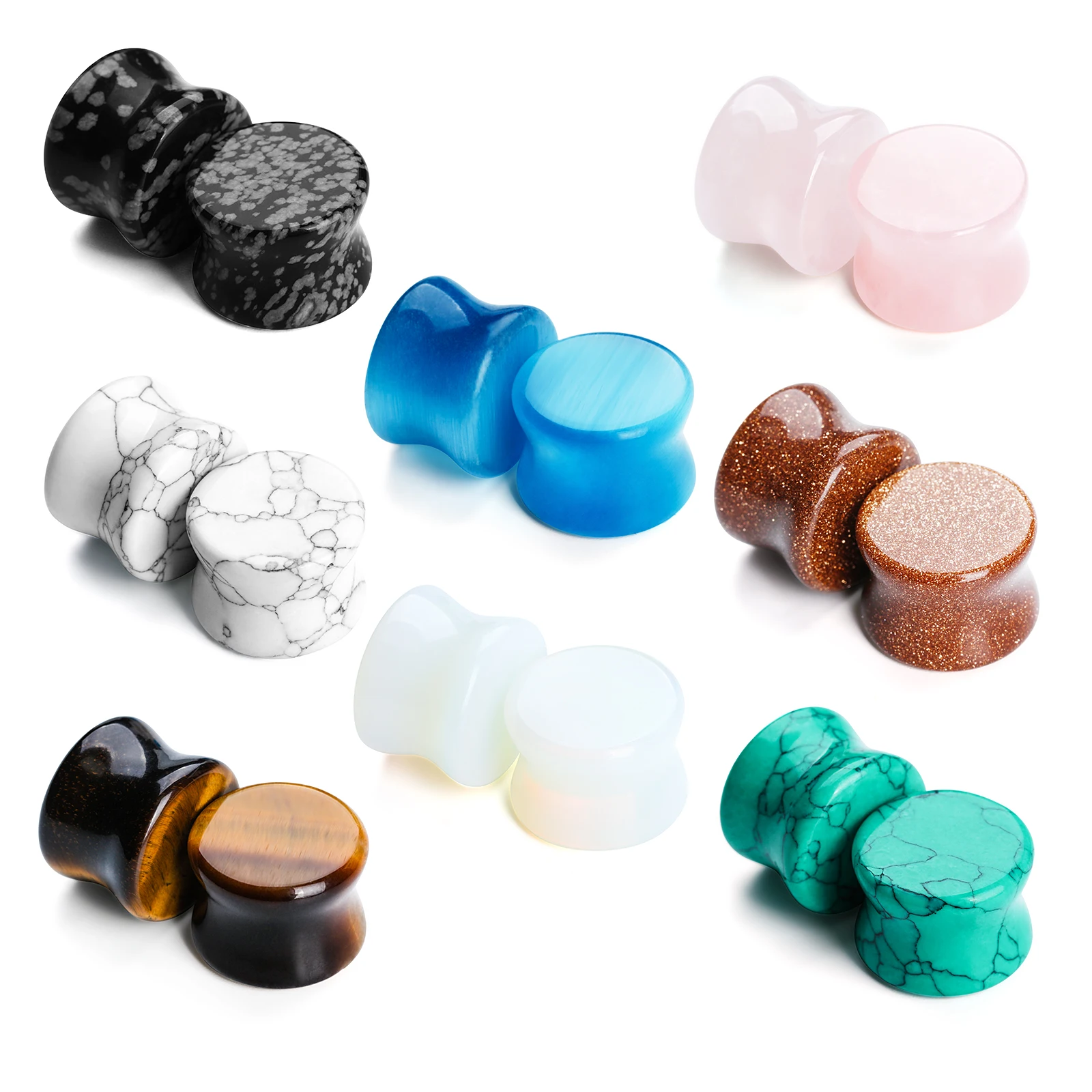 

1 Pair Punk Stone Ear Piercing Ear Expanders 5mm-25mm Ear Collar Turquoise Tragus Piercing Fashion Body Piercing Jewelry