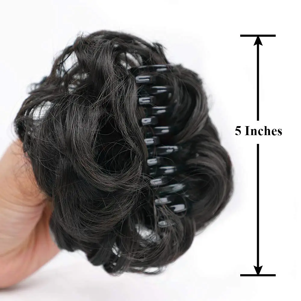 Messy Bun Hair Piece Claw Hair Bun Wig Clipped In Claw Hair Natural Wavy Curly Comb Synthetic Wig For Female