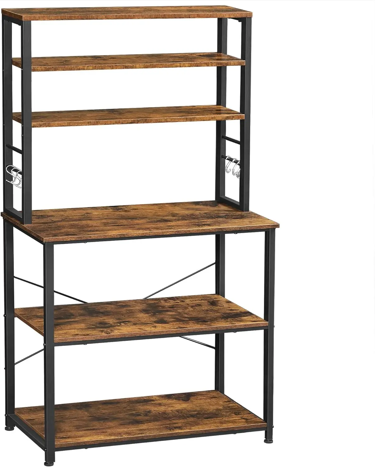 

VASAGLE Coffee Bar, Baker’s Rack for Kitchen with Storage, 6-Tier Kitchen Shelves with 6 Hooks, Microwave Stand, Industrial,