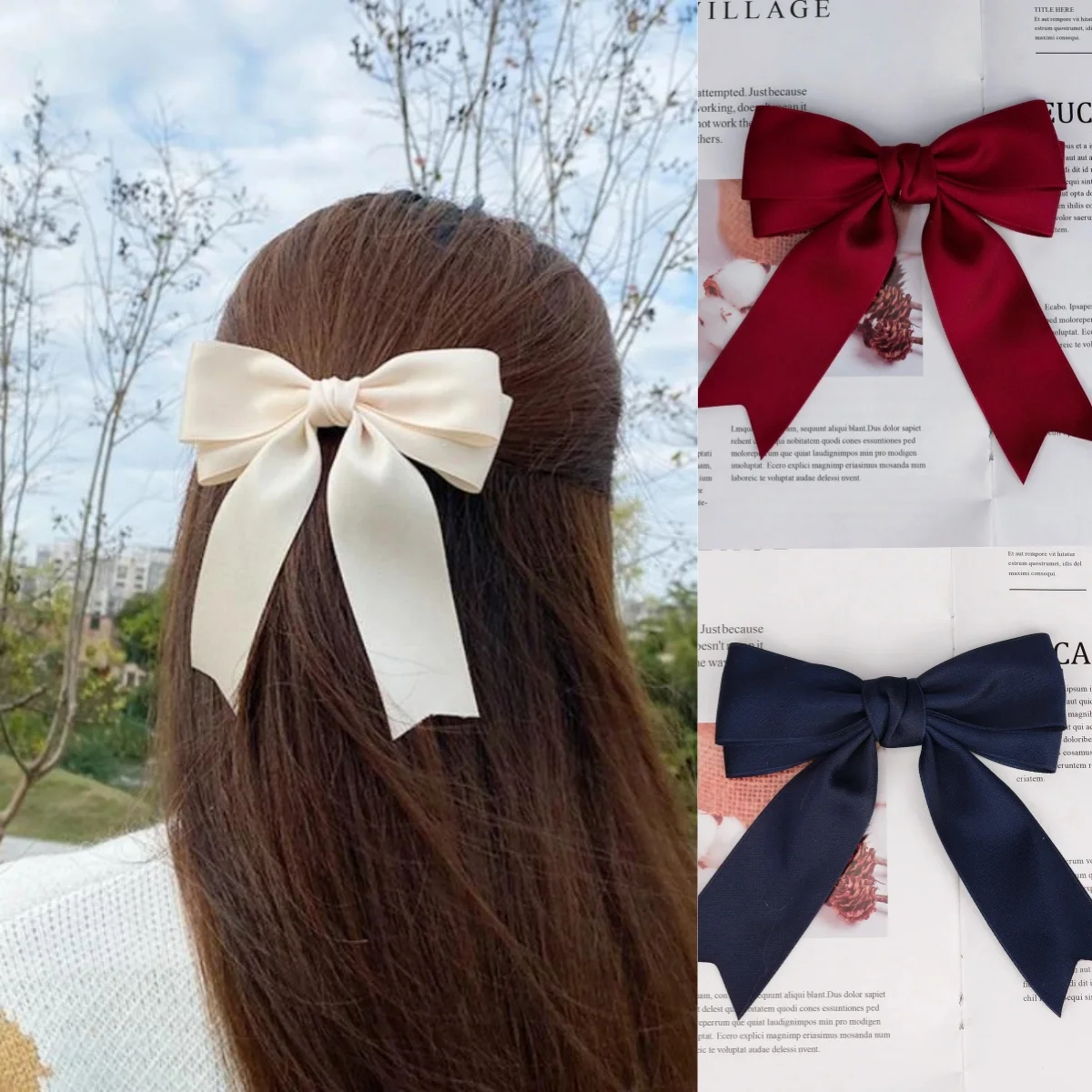 Élégante pince à cheveux pour femme, double nœud en ruban noir et rouge, accessoire de coiffure pour mariage et cadeau