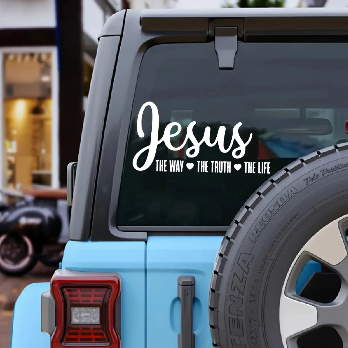 Jesus Way Truth Life Christian Waterproof Vinyl Sticker Religious Decal For Car Truck SUV Bumper Window Exterior Decor