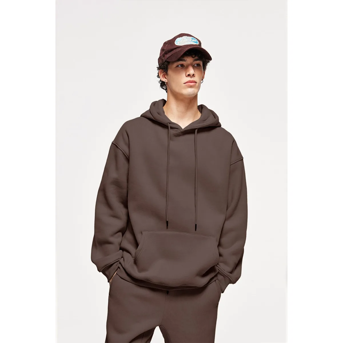 

Мужская популярная американская уличная однотонная флисовая толстовка с капюшоном для мужчин и женщин, свободные теплые спортивные штаны с допамином, комплект спортивных штанов