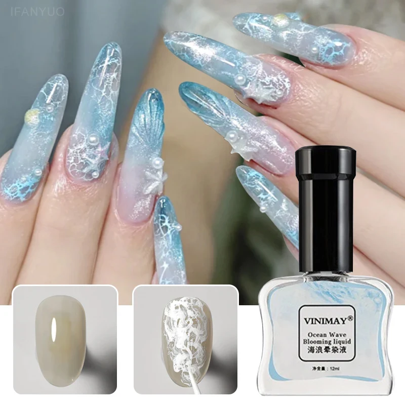 Bubble Ocean Wave Nail Art Glue White Black Lace Quickly Blooming Gradient Nail Painting Art Poke Gel UV LED Soak Off Varnish