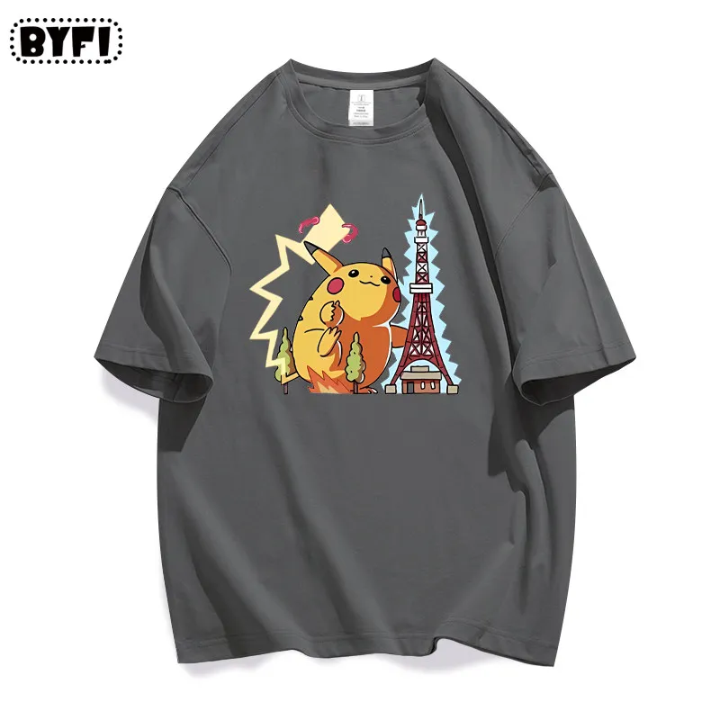 

Футболка унисекс с коротким рукавом из хлопка, коллаборация 2026 Pok É Mon Monster Co, мультяшный Q-стиль