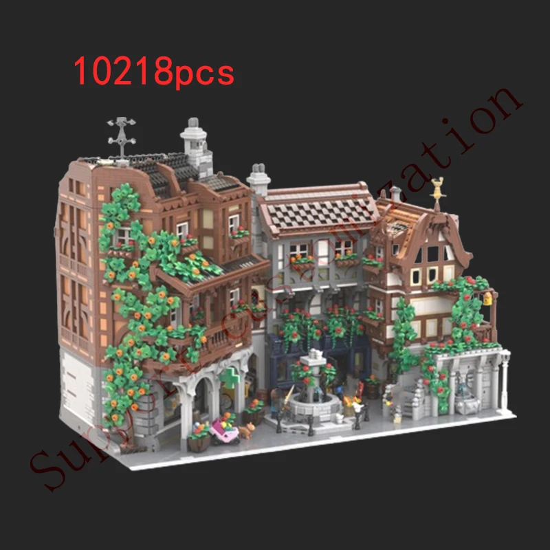 Spot assemblaggio di piccole particelle MOC- 164454   Old City Street View Architettura Serie Casa Puzzle per bambini Giocattolo Regalo creativo fai-da-te