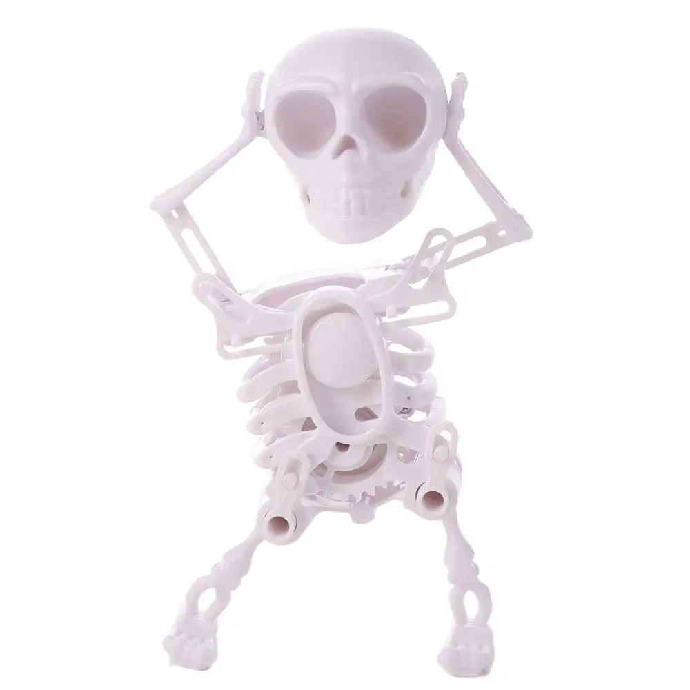 Plastic Wind-up Dancing Skeleton Simulation Swinging 3D Print Shaking Skull Movable Dancing Skull Spring Clockwork Halloween