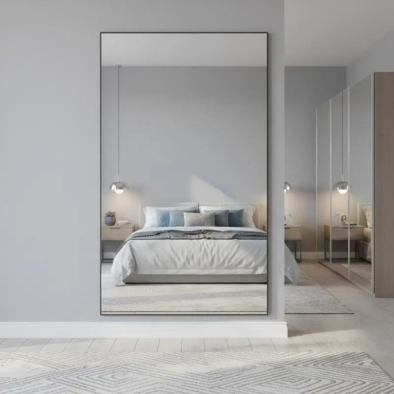 Quadratischer Wandspiegel – Minimalistischer Glasspiegel für Schlafzimmer, Wohnzimmer und Ankleidezimmer mit polierter Kante