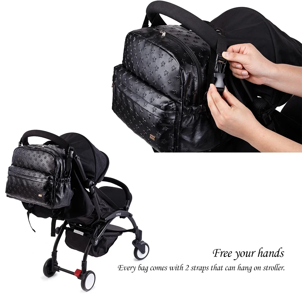 Soboba PU Waterproof Diaper Bag with Star Pattern - Perfect for Moms on the Go