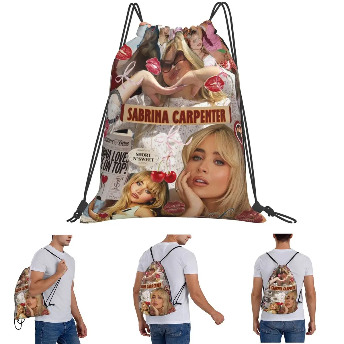 

S-Sabrina Carpenter Альбом Рюкзаки для певцов Многофункциональные портативные сумки на шнурке Обувь Сумка Сумки для книг для мужчин и женщин Студентов