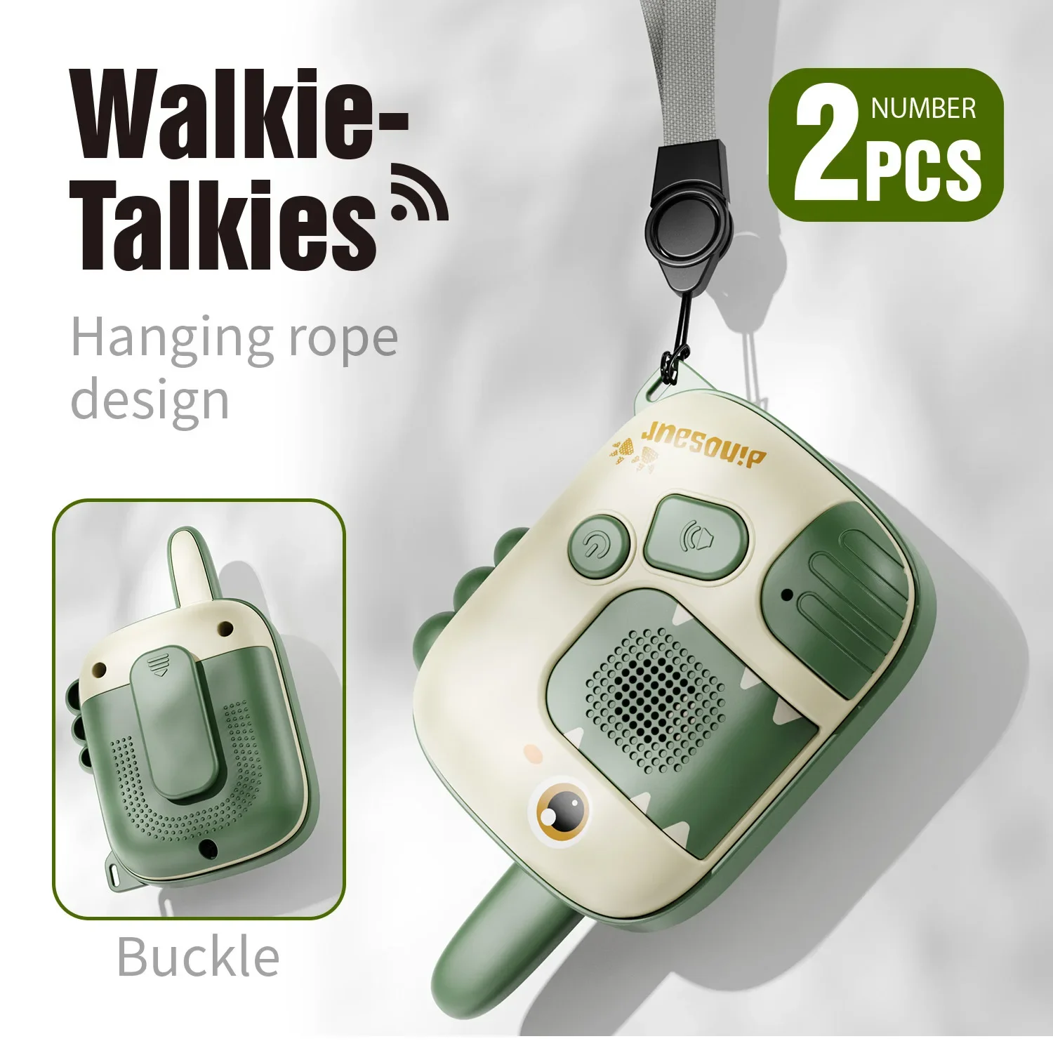 2 pacote crianças dinossauro walkie talkies brinquedos para meninos meninas, conjunto de brinquedos de rádio de 2 vias idade 3-6, presentes de aniversário de natal jogo ao ar livre