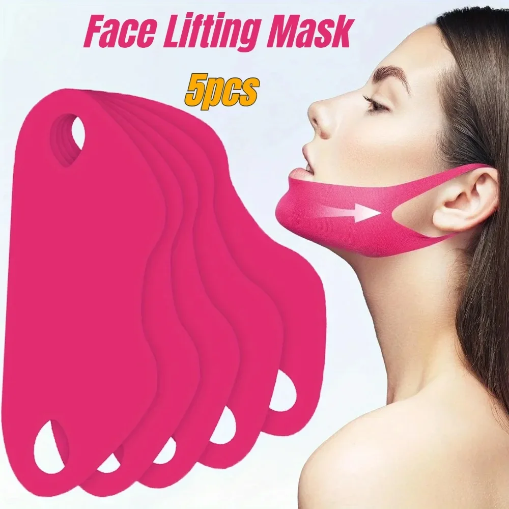 5PCS Donne Viso Dimagrante Benda V Linea Viso Lifting Maschera Doppio Mento Riduttore Cinghia Facciale per Rassodante Rafforzamento Strumento di Cura Della Pelle
