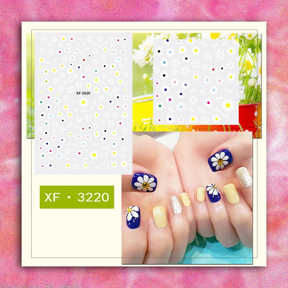 10PCS Fruit Four-leaf Clover Nail Art Decal Small Daisy Snake Nail Decorative Art Decal 3D Glue Colorful Smiley Face Nail Slider