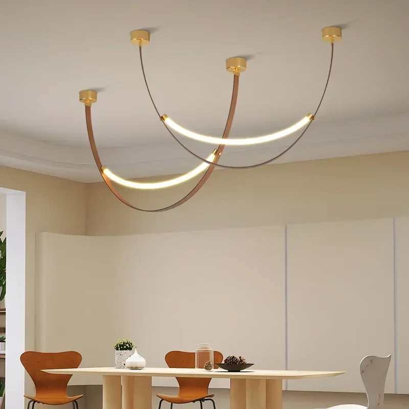 Nordic Belt LED Pendant Lights for Table Living Dining Room Kitchen Bedroom Chandelier Home Decor Art Simplel Usters Luminaire